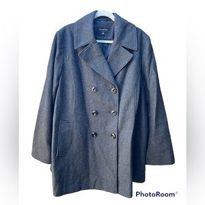 Jones New York Charcoal Double Breasted Pea Coat Size 20W